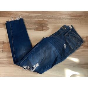Bullhead Low Rise Distressed Skinny Jeans Blue Juniors Size 5